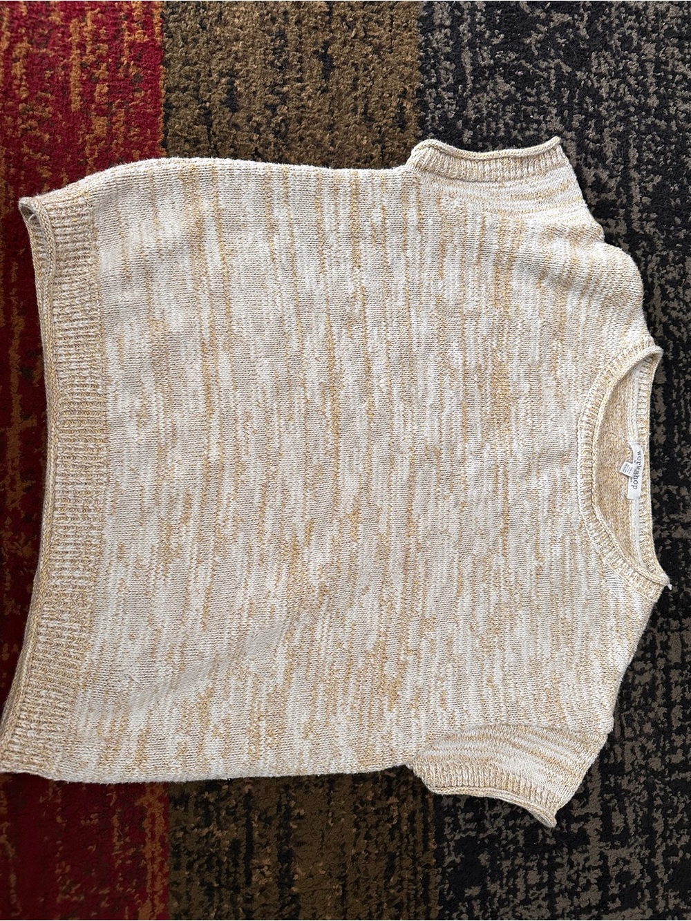 Workshop Republic Clothing Cream & Tan Marled Short-Sleeve Crew Sweater